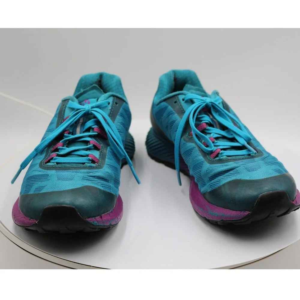 Merrell Agility Peak Flex 2 Trail Running Shoes Womens 7.5 Teal Purple Mesh